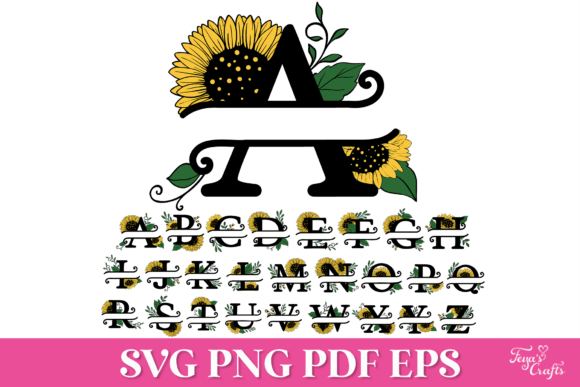 Download Sunflower Split Monogram SVG Alphabet - Premium Resources