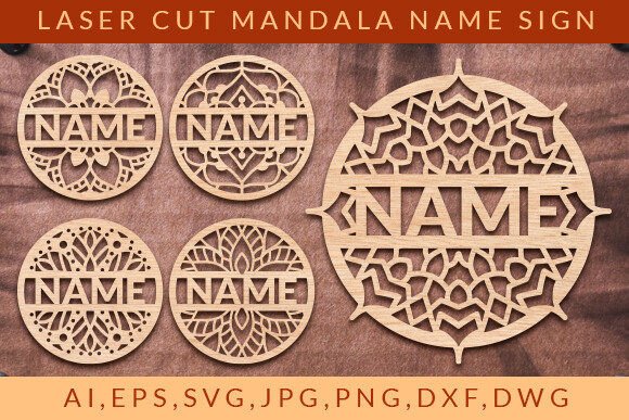 Download Laser Cut Mandala Name Sign Wall Art SVG - Laser cut mandala Collection