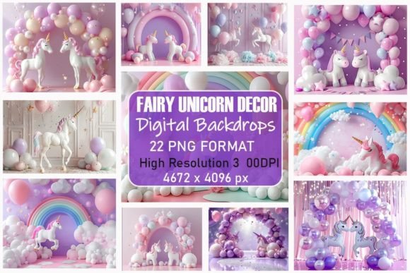 Download Fairy Unicorn Decor Digital Backdrops Bundle - Decor Collection