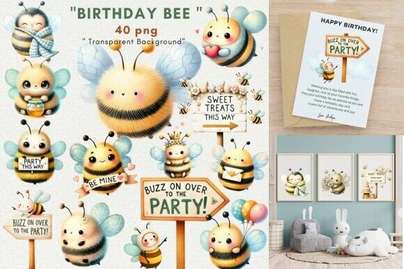 Download Sweet Bee Birthday Party Decor Set - Decor Collection