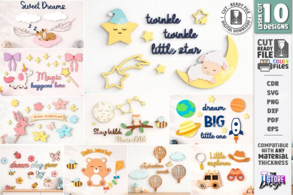 Download Nursery Wall Decor Laser Cut Bundle |CNC - Decor Collection