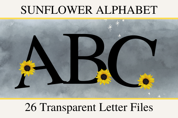 Download 26 Sunflower Letters for Sublimation - Sunflower letters Collection