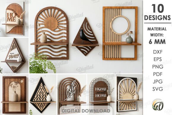 Download 3D Decorative Shelves Bundle Laser Cut - Decor Collection