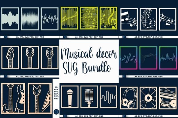 Download Laser Cut Musical Element Decor SVG Set - Decor Collection