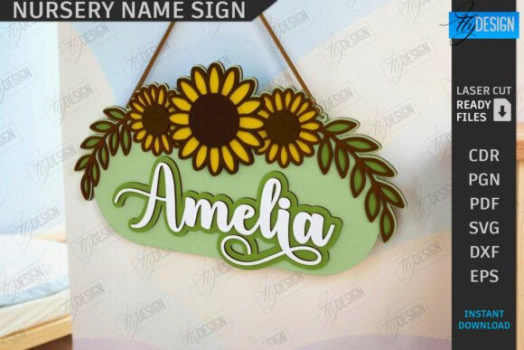 Download Nursery Name Sign Laser Cut | Home Decor - Decor Collection